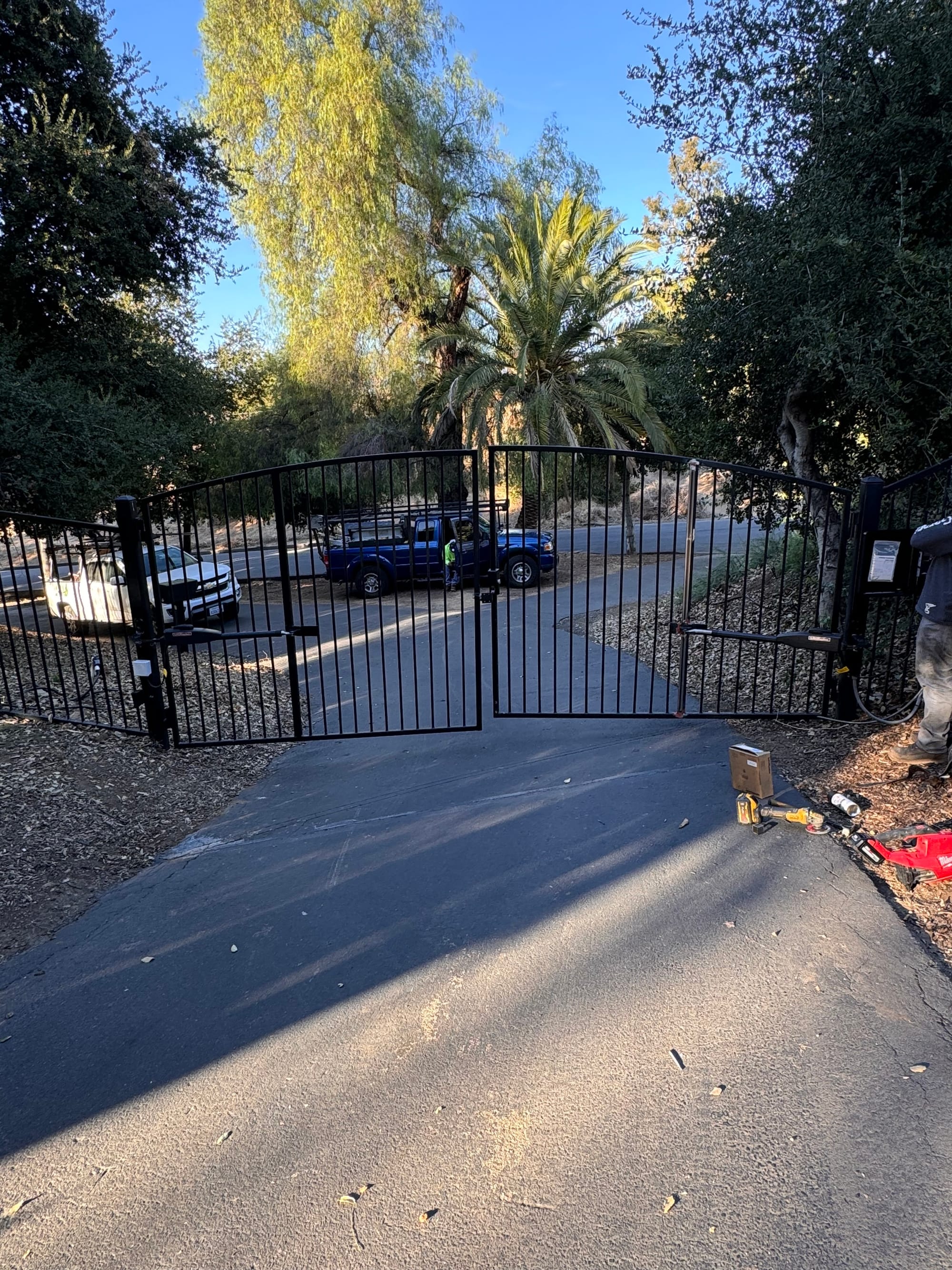 A custom automatic driveway gate built and automated in Moreno Valley, California