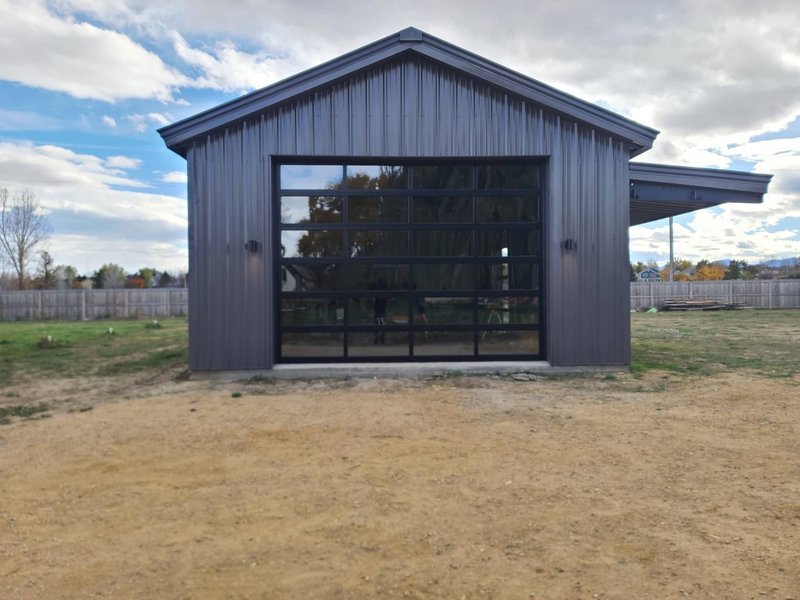 Black Full-View Glass Garage Door, 24/7 Garage Door and Gate Services LLC, Inland Empire CA