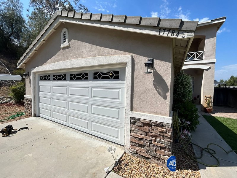 White Long-Panel Garage Door With Decorative Windows, 24/7 Garage Door and Gate Services LLC, Inland Empire CA