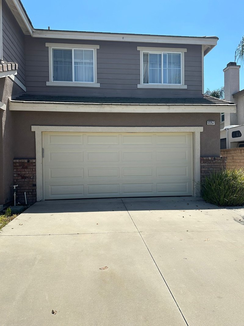 Cream Raised-Panel Sectional Garage Door, 24/7 Garage Door and Gate Services LLC, Inland Empire CA