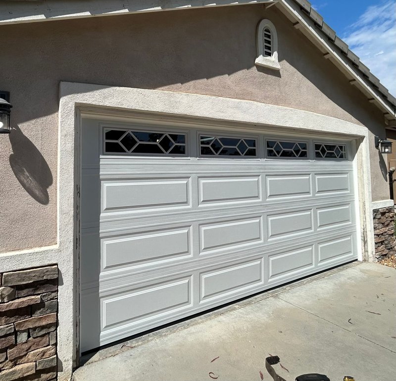 White Sectional Garage Door With Decorative Glass, 24/7 Garage Door and Gate Services LLC, Inland Empire CA