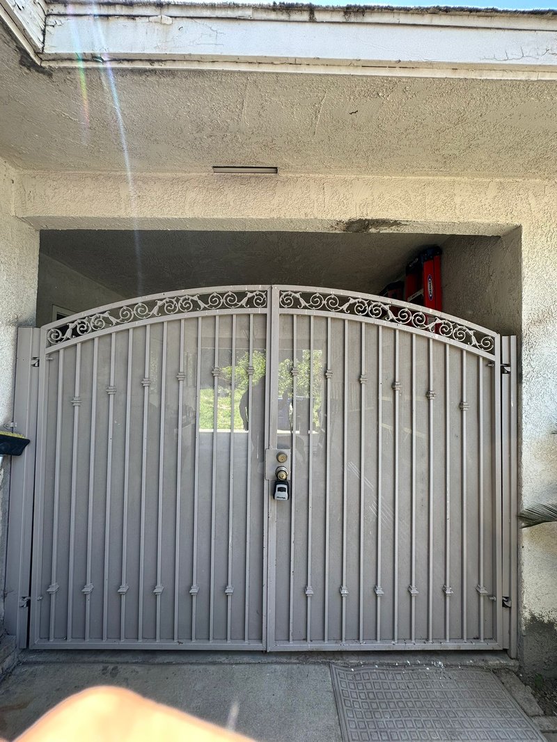 Tan Wrought-Iron Swing Gate With Operator, 24/7 Garage Door and Gate Services LLC, Inland Empire CA