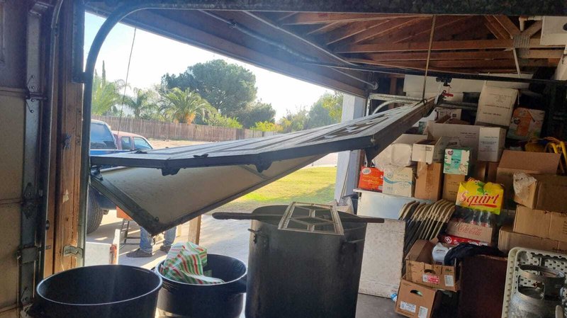 Collapsed Sectional Garage Door Emergency Repair, 24/7 Garage Door and Gate Services LLC, Inland Empire CA