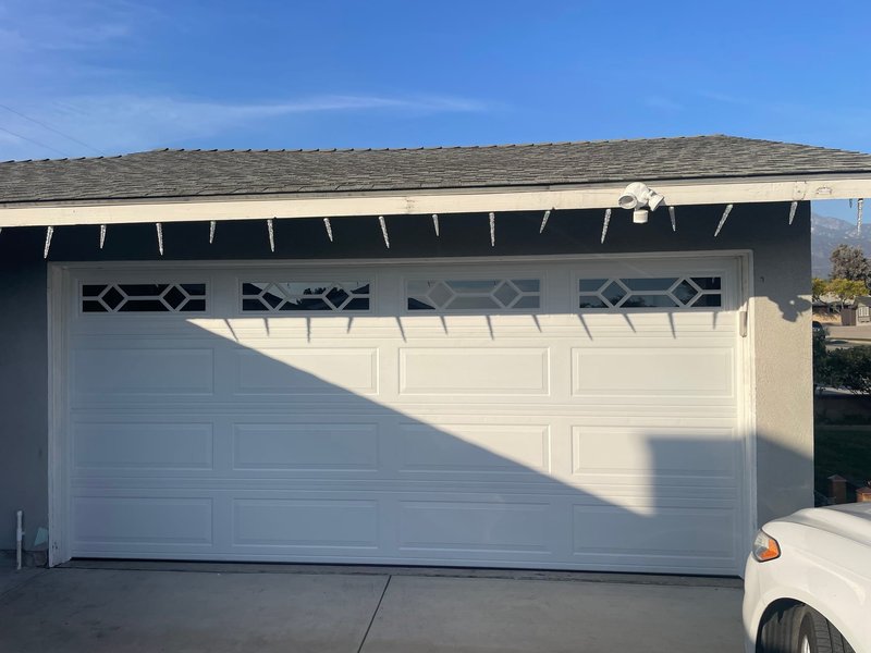 White Long-Panel Garage Door With Decorative Windows, 24/7 Garage Door and Gate Services LLC, Inland Empire CA