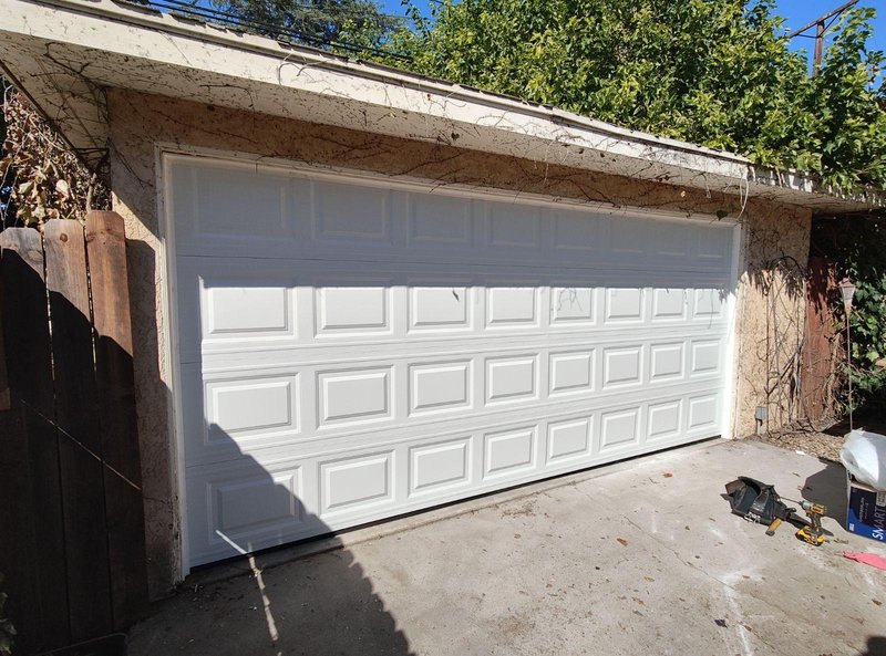 White Long-Panel Sectional Garage Door Installation, 24/7 Garage Door and Gate Services LLC, Inland Empire CA