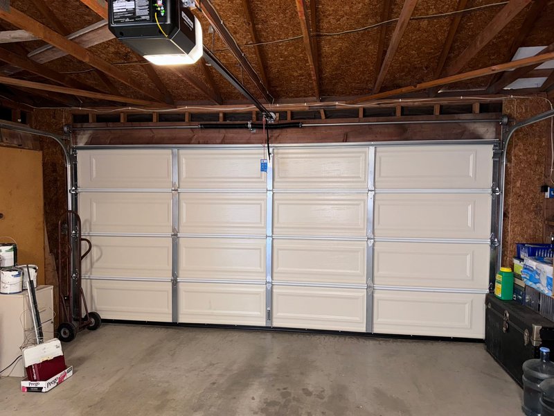 Cream Long-Panel Sectional Garage Door Installation, 24/7 Garage Door and Gate Services LLC, Inland Empire CA