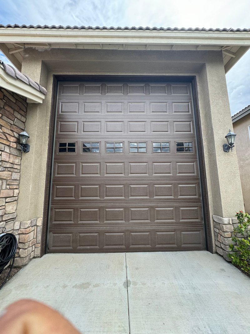 Brown Short-Panel Garage Door With Windows, 24/7 Garage Door and Gate Services LLC, Inland Empire CA