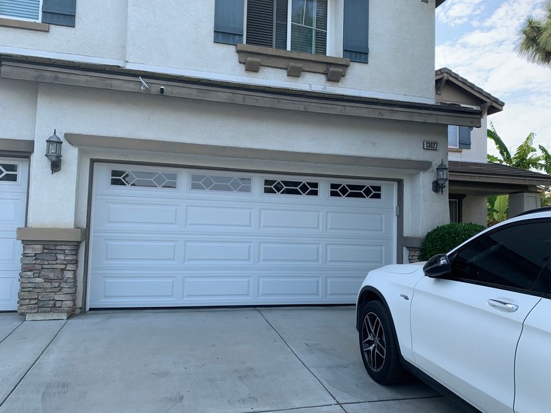 White Sectional Garage Door With Diamond Windows, 24/7 Garage Door and Gate Services LLC, Inland Empire CA