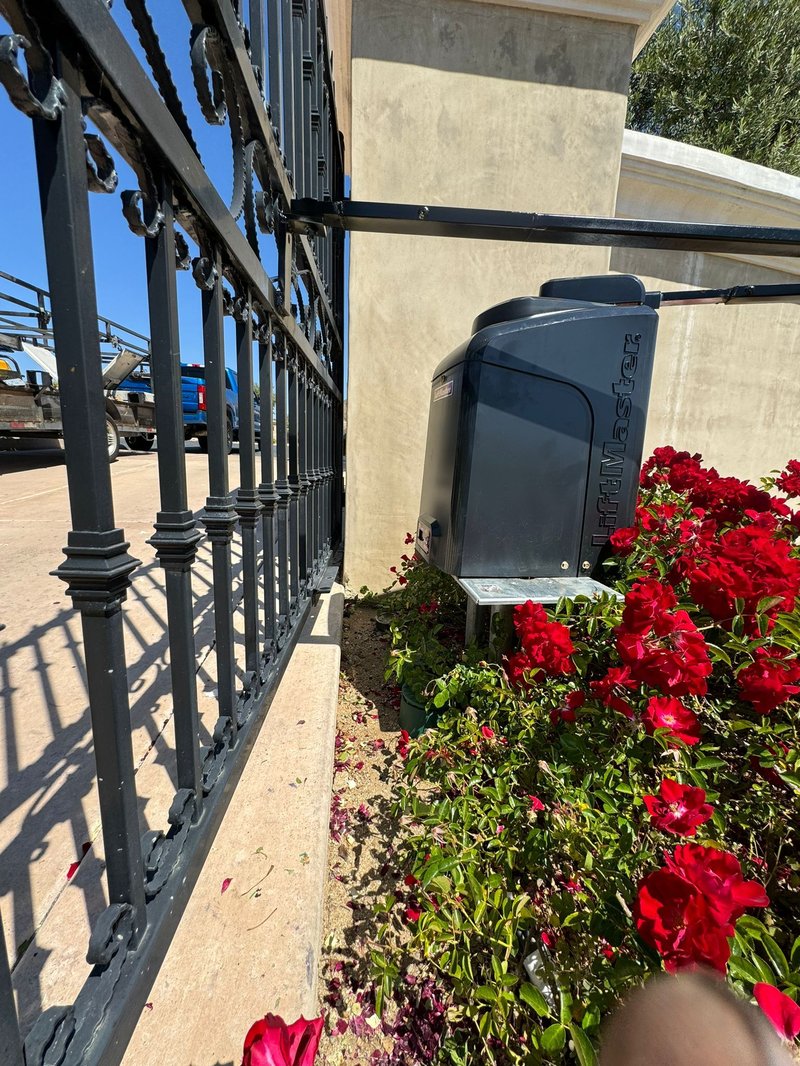 Black Slide Gate Operator Iron Fence, 24/7 Garage Door and Gate Services LLC, Inland Empire CA
