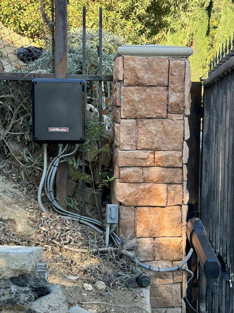 LiftMaster Gate Operator On Stone Pillar, 24/7 Garage Door and Gate Services LLC, Inland Empire CA