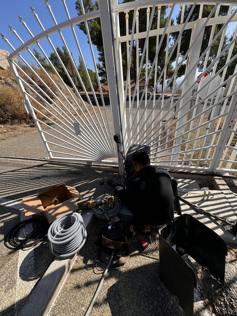 White Iron Driveway Gate Operator Installation, 24/7 Garage Door and Gate Services LLC, Inland Empire CA