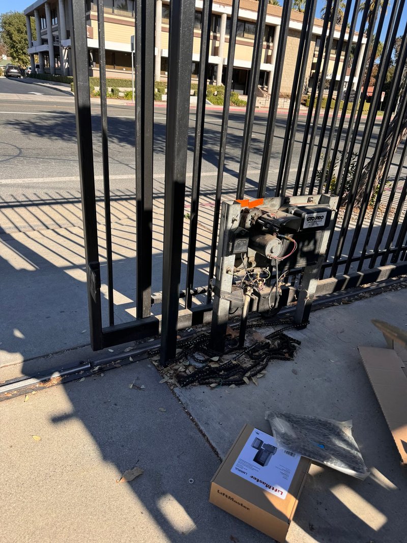 Black Iron Swing Gate Operator Installation, 24/7 Garage Door and Gate Services LLC, Inland Empire CA
