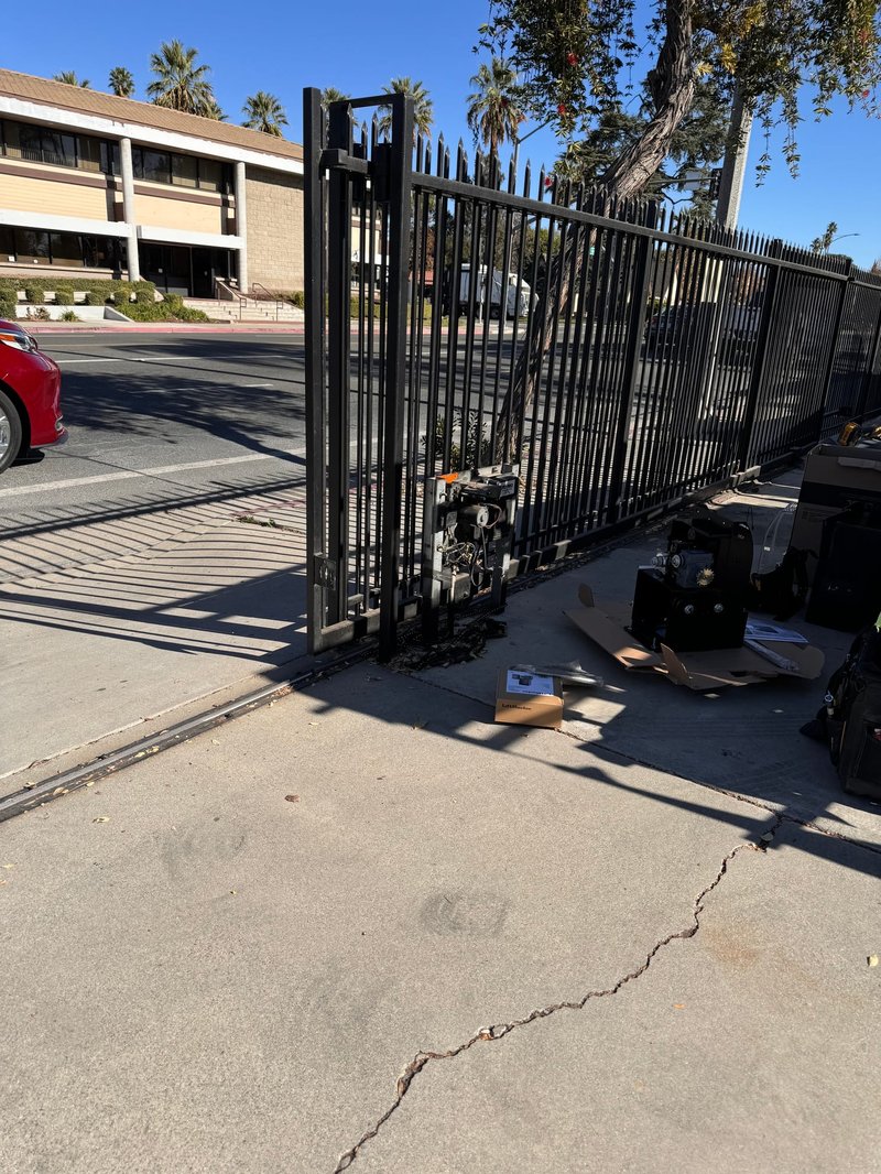 Black Steel Sliding Driveway Gate Installation, 24/7 Garage Door and Gate Services LLC, Inland Empire CA